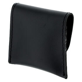 Custodia portarosario pelle nera croce dorata 7x8 cm