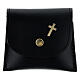 Black leather rosary case with golden cross 3x3 in s1