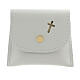 White leather rosary case with snap fastener 3x3 in s1