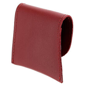 Etui na różaniec z prawdziwej skóry, czerwone, 7x8 cm