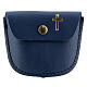 Rosary case dark blue leather with golden latin cross 2x3 in s1