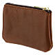 Brown leather rosary case with zipper Divine Mercy 3x4 in s2