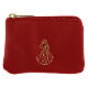 Red leather rosary case with zipper Divine Mercy 3x4 in s1