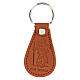 St Christopher keychain Bon Voyage brown leather s1