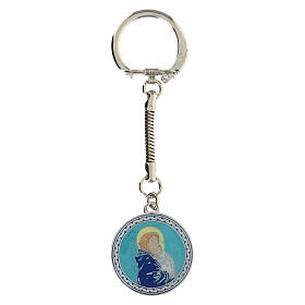 Schlüsselanhänger Maria mit dem Jesuskind, blau