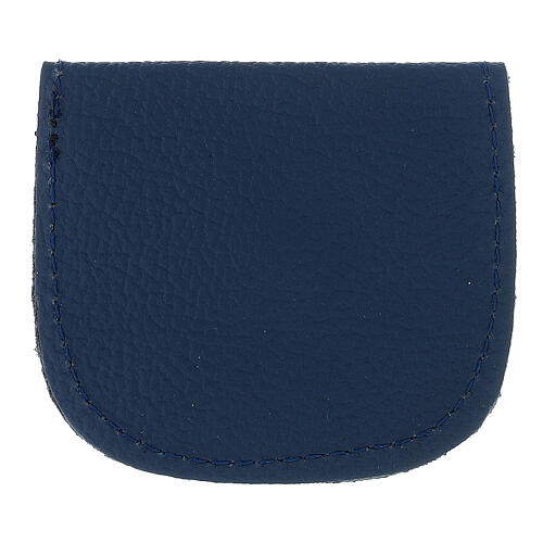 Sachet porte-chapelet en cuir bleu bouton 10x10 cm 2
