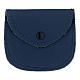 Sacchetto portarosario in vera pelle blu bottone 10x10 cm s1