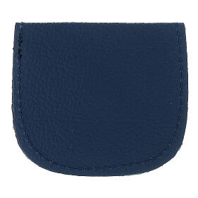 Saqueta porta-terço em couro verdadeiro azul escuro botão 10x10 cm
