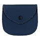 Saqueta porta-terço em couro verdadeiro azul escuro botão 10x10 cm s1
