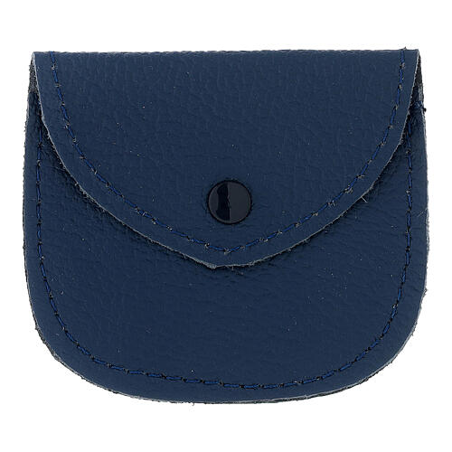Rosary bag in genuine blue leather snap fastener 10x10 cm 1