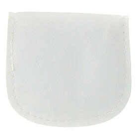 Sacchetto portarosario in pelle ecologica bianca 10x10 cm