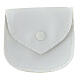 Saqueta porta-terço em couro ecológico branco botão 10x10 cm s1