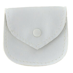 Rosary pouch in white faux leather 10x10 cm