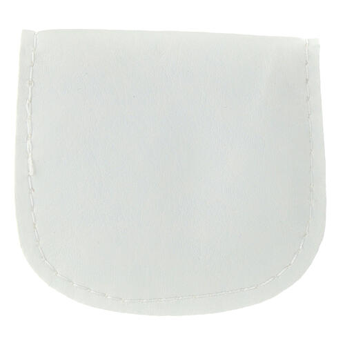 Rosary pouch in white faux leather 10x10 cm 2