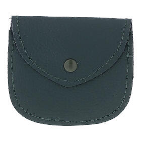 Sacchetto portarosario in vera pelle verde 10x10 cm