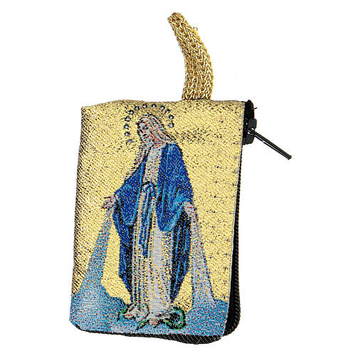 Fabric rosary clutch with Our Lady 5x7 cm 2