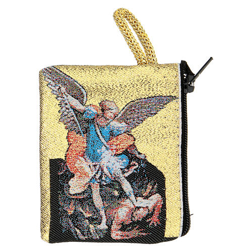 Fabric rosary clutch with Saint Michael the Archangel 5x7 cm 1