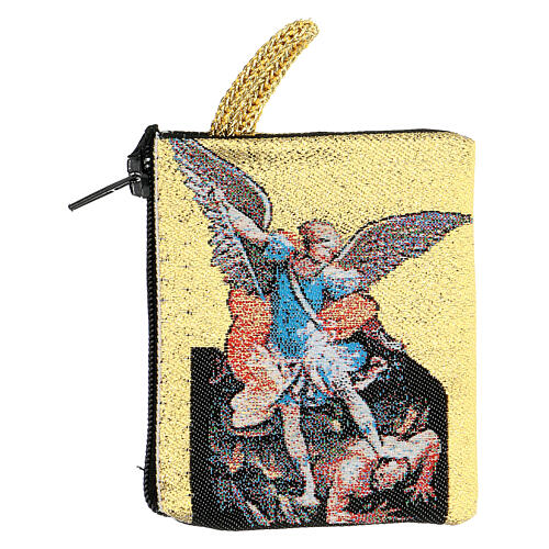 Fabric rosary clutch with Saint Michael the Archangel 5x7 cm 2