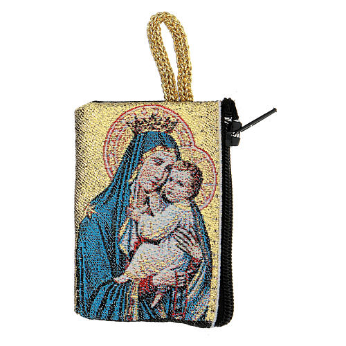 Fabric rosary clutch with scapular embroidery 5x7 cm 2