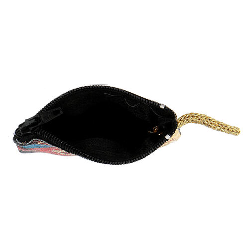 Fabric rosary clutch with scapular embroidery 5x7 cm 3