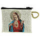 Rosenkranztäschchen aus Stoff, Madonna und Heiligstes Herz Jesu, 5x7 cm s1