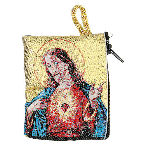Caja para rosario escapulario Virgen y Sagrado Corazón 5x7 cm 2
