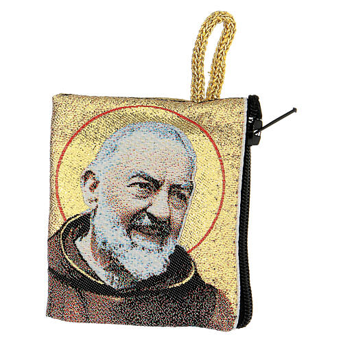 Fabric rosary clutch with Saint Pio and Our Lady 7x8 cm | online sales ...