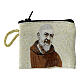 Pochette en tissu pour chapelet Saint Pio et Vierge 7x8 cm s1