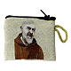Pochette en tissu pour chapelet Saint Pio et Vierge 7x8 cm s2
