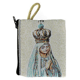 Fabric rosary clutch with Lourdes apparitions 7x9 cm