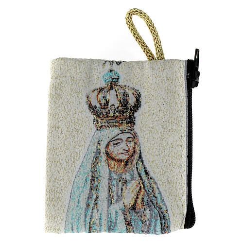 Fabric rosary clutch with marian apparitions 7x8 cm 2