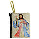 Portarosario Gesù Cristo tessuto 7x8 cm s1
