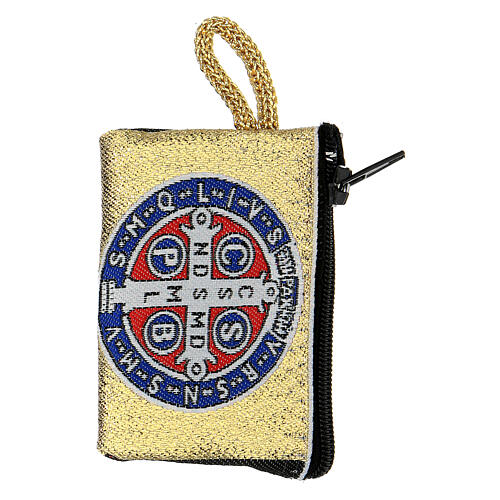 Rosary pouch St Benedict in fabric 4x5 cm 2