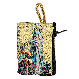 Rosary clutch of Our Lady of Lourdes, fabric, 4x5 cm