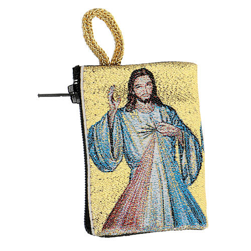 Caja para rosario Jesús 4x5 cm de tejido 2