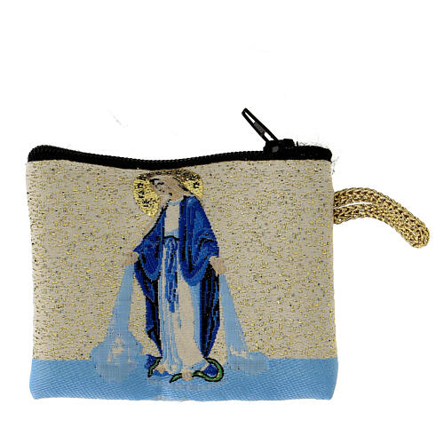 Rosary clutch of Our Lady of Miraculous Medal, fabric, 7x7 cm 2