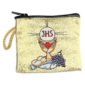 Rosary clutch of Holy Communion, fabric, 7x7 cm