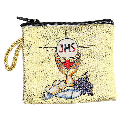 Rosary clutch of Holy Communion, fabric, 7x7 cm 1
