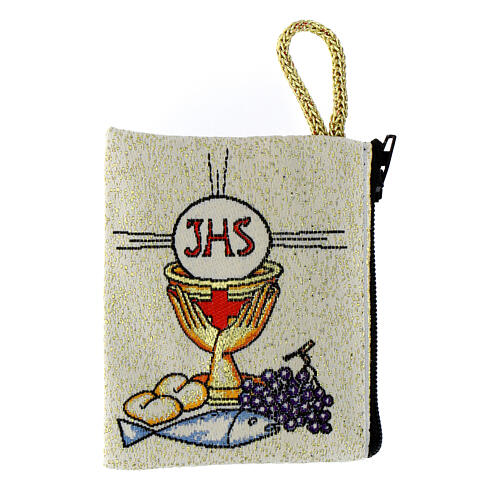 Rosary clutch of Holy Communion, fabric, 7x7 cm 1