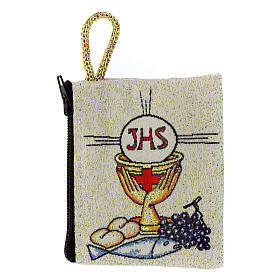 Cloth rosary pouch, First Communion 7x7 cm