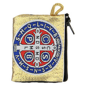 Fabric rosary pouch St Benedict 7x7 cm