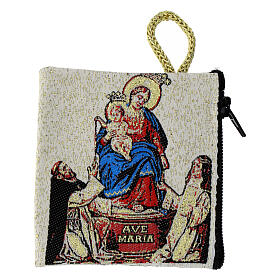 Rosenkranztäschchen aus Stoff, Madonna von Pompeji 7x7 cm