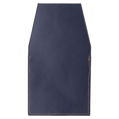 Pochette pour chapelet cuir lisse bleu 9x8 cm 4