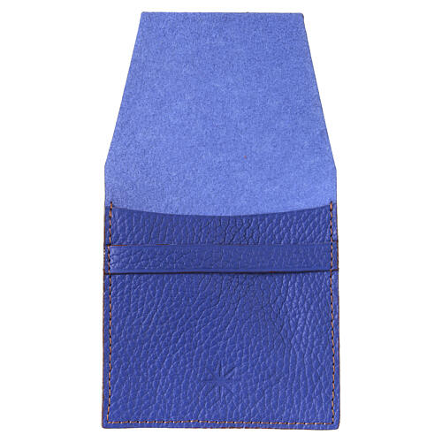 Blue smooth leather rosary case, 9x8 cm 4