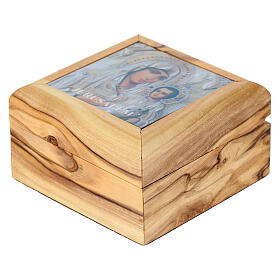 Rosary box in olive wood, Mary and baby