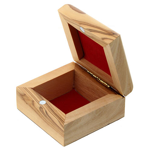 Portarosario caja de olivo Virgen con Niño riza 3