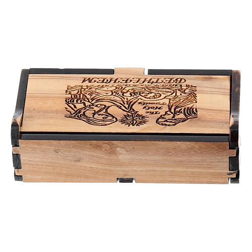 Rosenkranzkästchen, Olivenholz, Motiv Geburt Christi 4