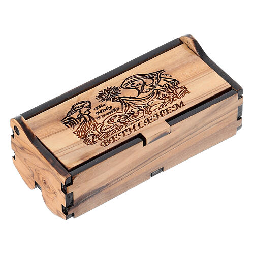 Rosary case in olive wood, bethlehem nativity 1