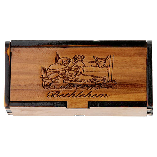 Rosary case in olive wood, bethlehem nativity 1