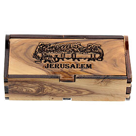 Pudełeczko na różaniec drewno oliwne Jerusalem Ostatnia wieczerza